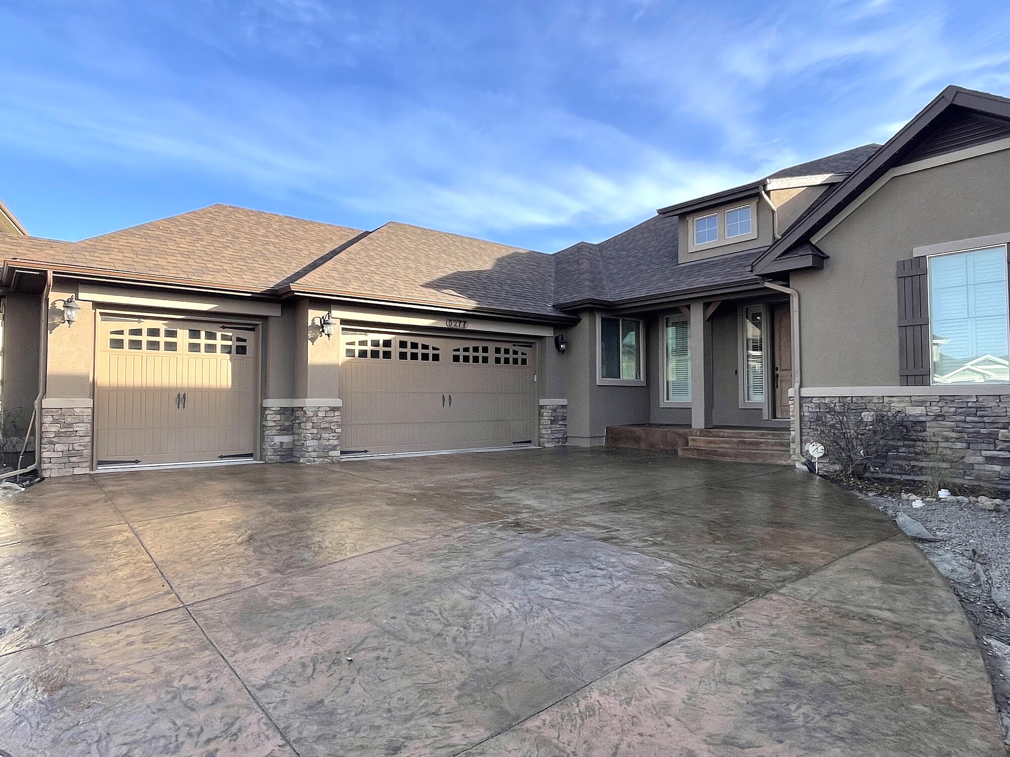 Stamped concrete driveway at an upscale Colorado Springs home.